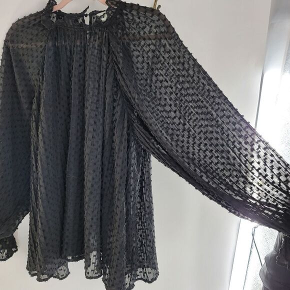 H&M sheer black romantic tunic blouse - Picture 9 of 9